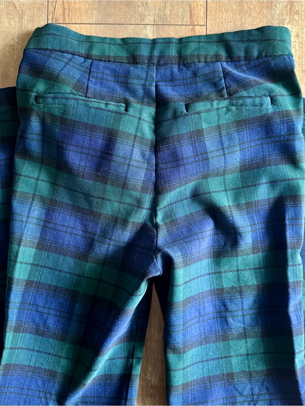 Altar’d State Blue and Green Plaid High Rise Flare Stretch Pants Size Small - Picture 6 of 6